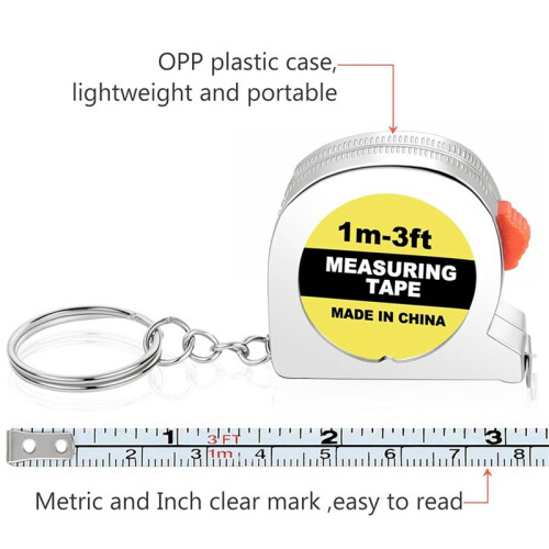40X Tape Measure Keychains Functional Retractable Measuring Tape Keychains with Slide Lock 1M/3FT,B 2