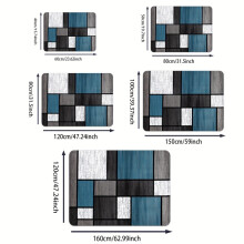 (Polychrome, 100*150) blue-white-gray plaid pattern mat, living room bedroom Mat, kitchen corridor bathroom