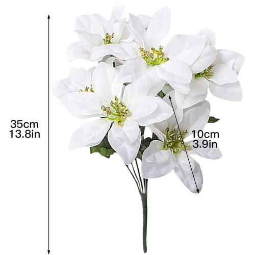 Artificial Poinsettia Bushes White35cm4Pack 2