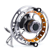 (Brown left hand type) Light Weight Fly Fishing Reels Sound Hand Reels Metal Fishing Hand Wheel Driving Cart Reels Wheel Fishing Accessories
