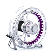 (Purple silver left h) Light Weight Fly Fishing Reels Sound Hand Reels Metal Fishing Hand Wheel Driving Cart Reels Wheel Fishing Accessories