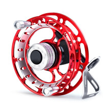 (red right hand) Light Weight Fly Fishing Reels Sound Hand Reels Metal Fishing Hand Wheel Driving Cart Reels Wheel Fishing Accessories