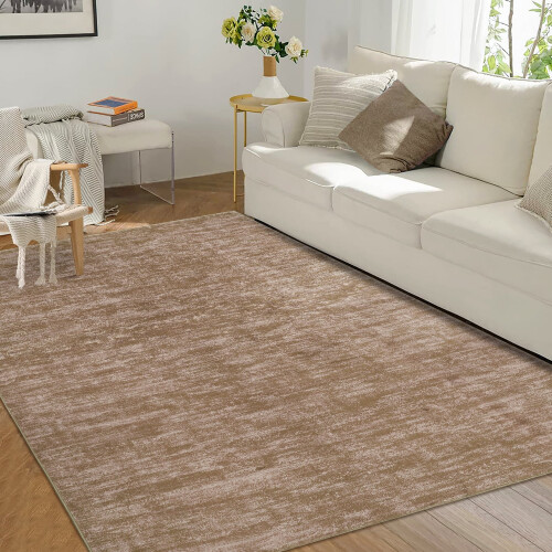 Harperlare solid machine washable area rug brown 5' x 7' 1