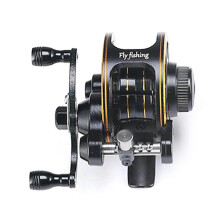 (golden left hand) Fly Fishing Reels Fish Line Wheel with Drain Force Driving Cart Reels Wheel Ice Fishing Reels for Saltwater Freshwaters