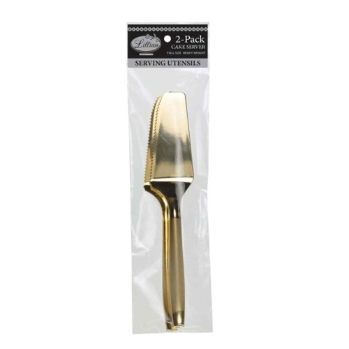 Gold Plastic Cake Server Set of 2 1