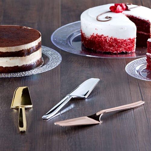 Gold Plastic Cake Server Set of 2 2