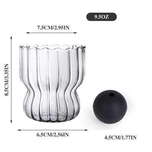 Mug à café en verre à rayures verticales, 35 cl 1