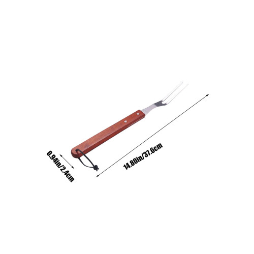 RVS barbecuevork met houten handvat 2
