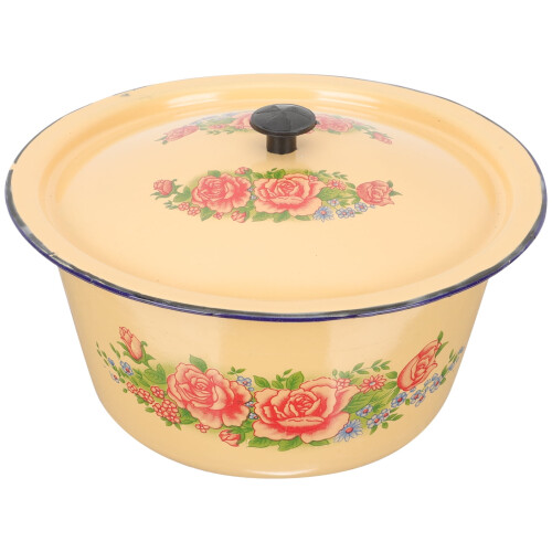Vintage emaille handwasbak met deksel 2