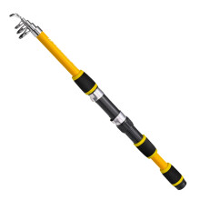 Teleskopisk fiskestang og hjulkombination i glasfiber med lokkemad