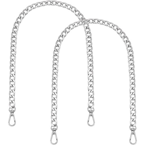 Silverfärgade platta väskekedjeremmar 61 cm – 2-pack