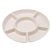 Wheat Straw Candy Tray Round White 6-Compartment