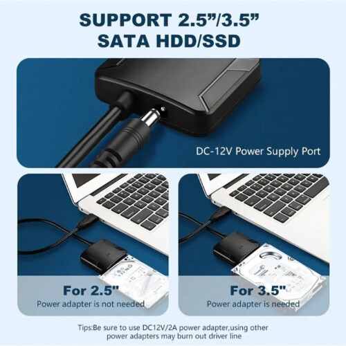 Cabo USB 3.0 para SATA, adaptador conversor de disco rígido USB 3.0, adaptador externo de HDD/SSD de 2,5/3,5 polegadas para laptop, Xbox One 2