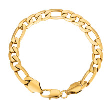 Hypoallergenes Figaro-Kettenarmband aus 18-karätig vergoldetem Titanstahl, robustes Design mit geringem Gewicht und Karabinerverschluss, verstellbar