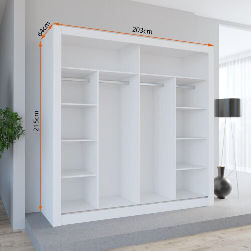 (203CM,Oak ) LEXUS Gold Sliding Door Wardrobe 1