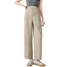 Maternity Cropped Pants Soft Stretchy Fabric Trousers-Khaki S