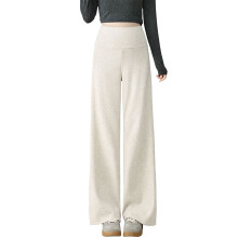 Breathable Trousers Maternity Wide Leg Pants-Oatmeal color L