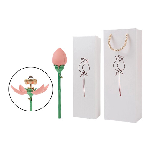 Innovative Automatic Lift Rose Design Jewelry-pinkRingBox