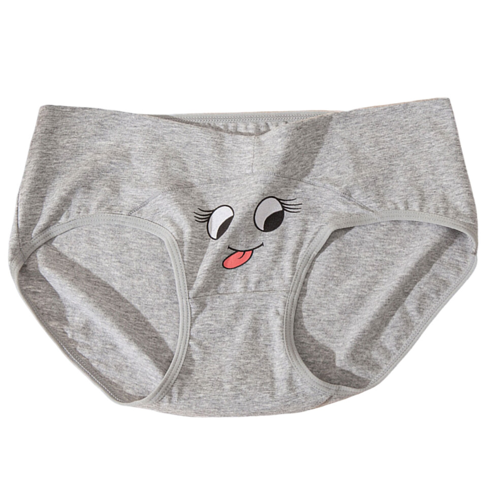 Maternity Low Waist Panties with Cartoon Pattern For-Gray L