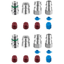 8pc VA-LH11 A/C R-12 to R-134a Retrofit Conversion Adapter Fitting for 1/4 SAE Thread Low High Side Conversion