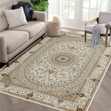 (BEIGE, 160x230) 1pc Willow Cashmere Rug – Machine Washable Non-Slip Area Rug for Bedroom, Extra-Large