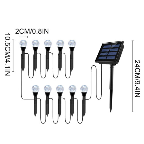10-Pack RGB Solar Pathway Lights, Waterproof In-Ground LED 2