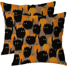 Halloween macskás párnahuzatok 45x45 cm-es szett, 2 db-os