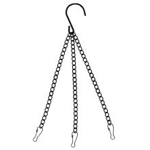 Zwarte metalen bloempot met ophangketting van 30 cm