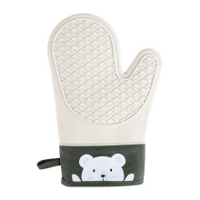 Guanti da forno antiscivolo in silicone con fodera in cotone, verdi