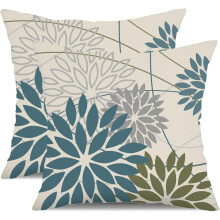 Housses de coussin à motifs floraux bleu turquoise 50 x 50 cm (lot de 2)