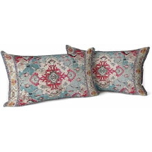 Μαξιλαροθήκες Boho από ροζ βαμβάκι 12x20 ιντσών, σετ 2 τεμαχίων