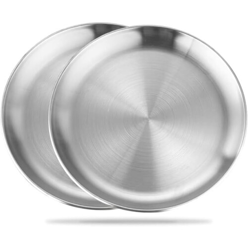 Bandeja redonda de alumínio para pizza, 25 cm (10 polegadas), pacote com 2 unidades.