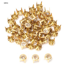 Perles à griffes en cristal Punk Spikes de 6 mm, strass scintillants pour loisirs créatifs, clous décoratifs à tête ronde, base argentée,