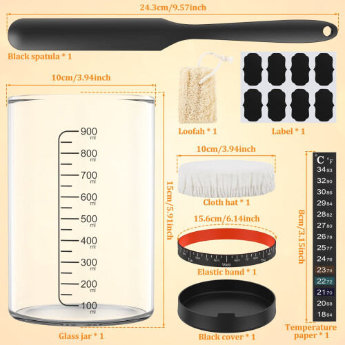 1000ml Sourdough Starter Jar Kit with Feeding Bands 1