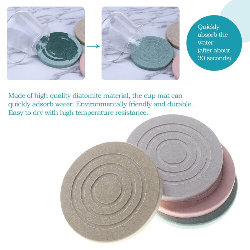 Diatomite Coaster Set of 4 Round Table Pads 1