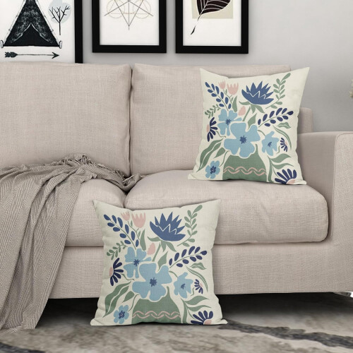 Fodere per cuscini floreali 40x40 cm, set da 2, in cotone e lino 2