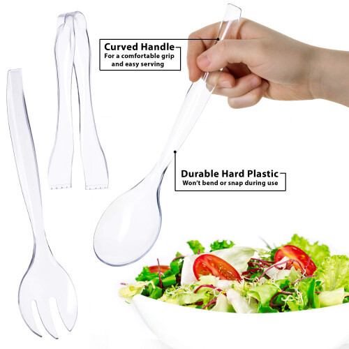 Transparant, extra stevig plastic serveerbestek, 30 stuks 1