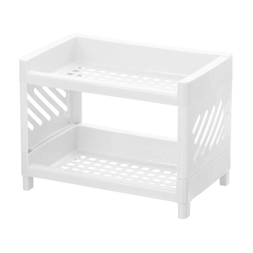 Dubbellaags bureau-opbergrek van wit plastic (1 stuk) 1