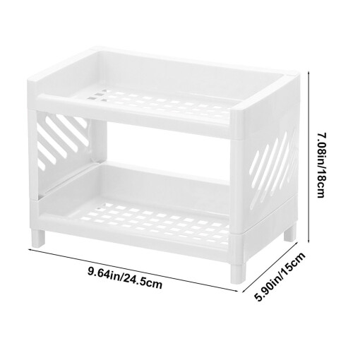 Dubbellaags bureau-opbergrek van wit plastic (1 stuk) 2