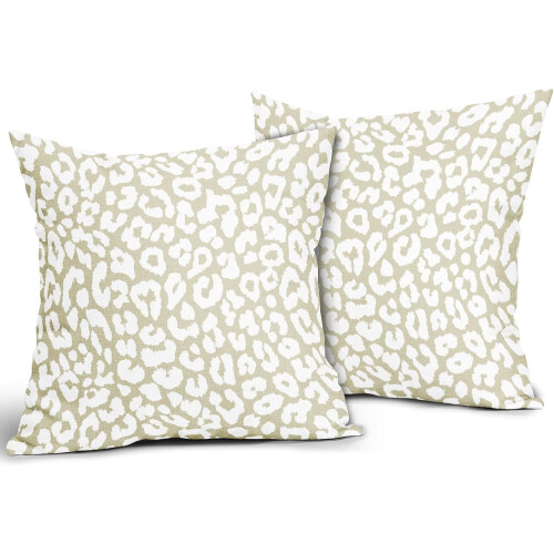 Conjunto de 2 capas de almofada com estampa de leopardo branco, 45x45cm (18x18 polegadas). 1