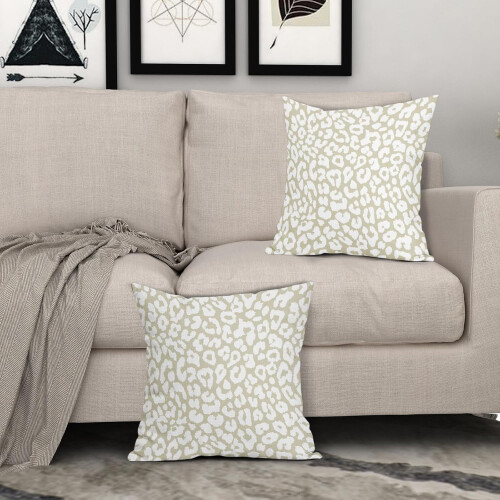 Conjunto de 2 capas de almofada com estampa de leopardo branco, 45x45cm (18x18 polegadas). 2