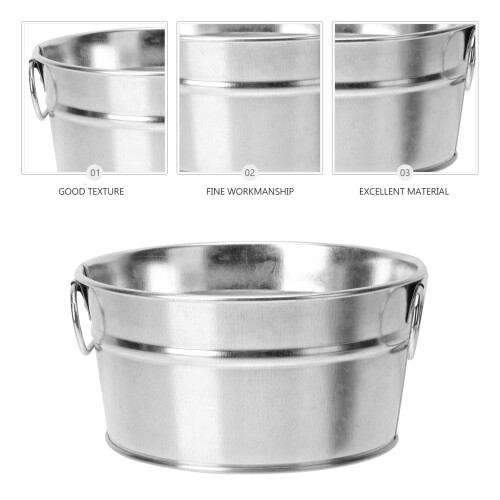 Secchiello in acciaio inox con manico per crocchette di pollo 2