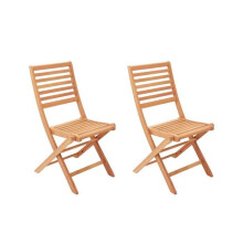 Conjunto de 2 cadeiras de jardim dobráveis - EDEN - Madeira de Eucalipto FSC - 57,5 x 46,5 x H90 cm