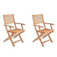 Conjunto de 2 cadeiras de jardim dobráveis - EDEN - Madeira de Eucalipto FSC - 57,5 x 52,5 x H91 cm