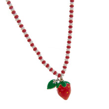Vibrant Fruit Charm Bead Necklace Banana-Strawberry necklace