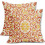 Conjunto de 2 capas de almofada boho em linho laranja e amarelo, 50x50cm (20x20 polegadas). 1