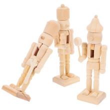 Holz-Nussknacker-Statue, unbemalt, Weihnachtsfiguren-Set (3er-Pack)