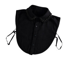 Faux Pearls Collar Detachable Half Shirt for Business-Black