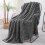 Dark Grey Jacquard Leaf Throw Blanket 50 x 70 in 1
