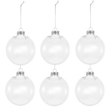 6 Clear PET Flat Christmas Ornaments, 10.5 cm